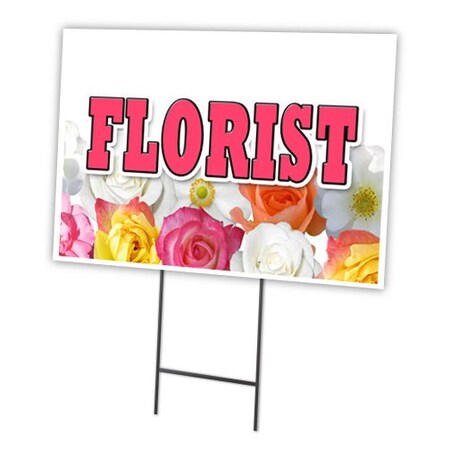 Signmission Florist Yard Sign & Stake outdoor plastic coroplast window, C-1824 Florist C-1824 Florist